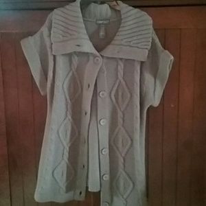 Button up short sleeve sweater.